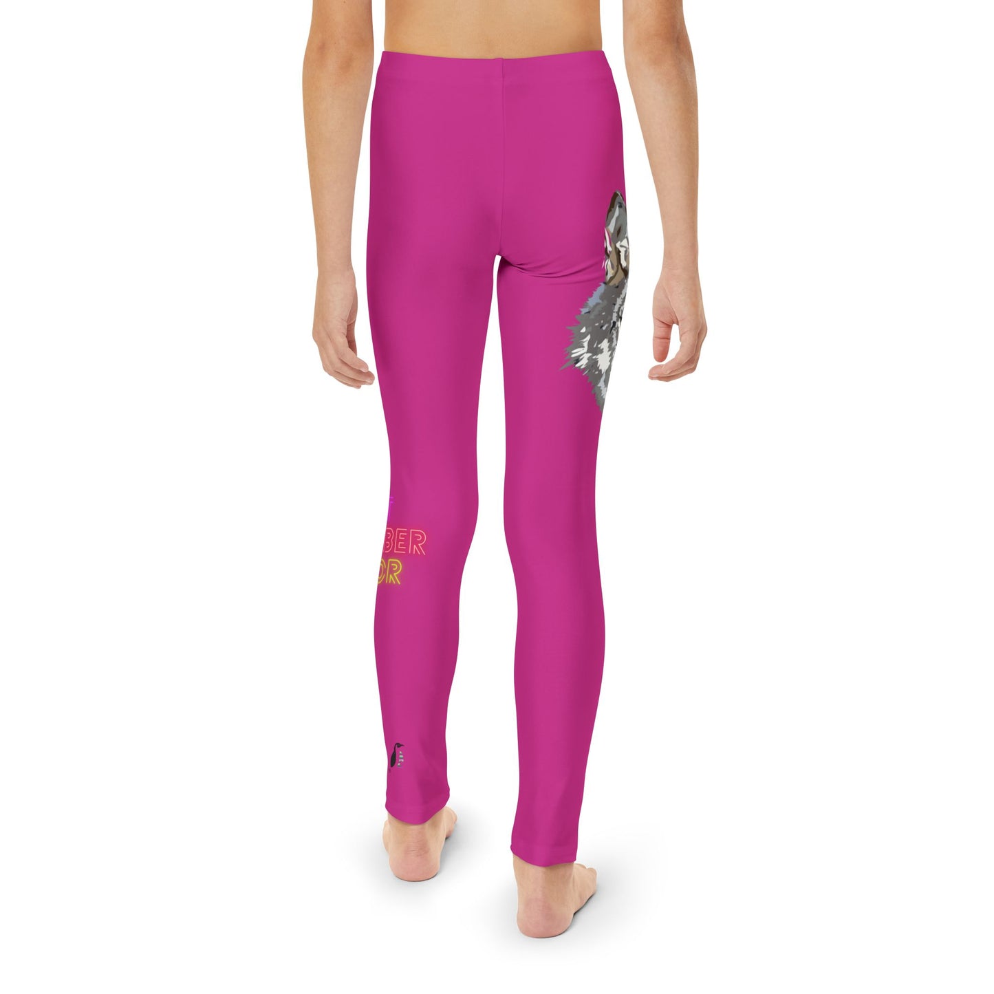 Youth Full-Length Leggings: Wolves Pink