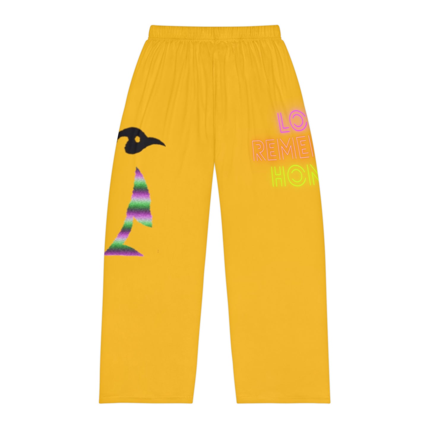 Men's Pajama Pants: Crazy Penguin World Logo Yellow