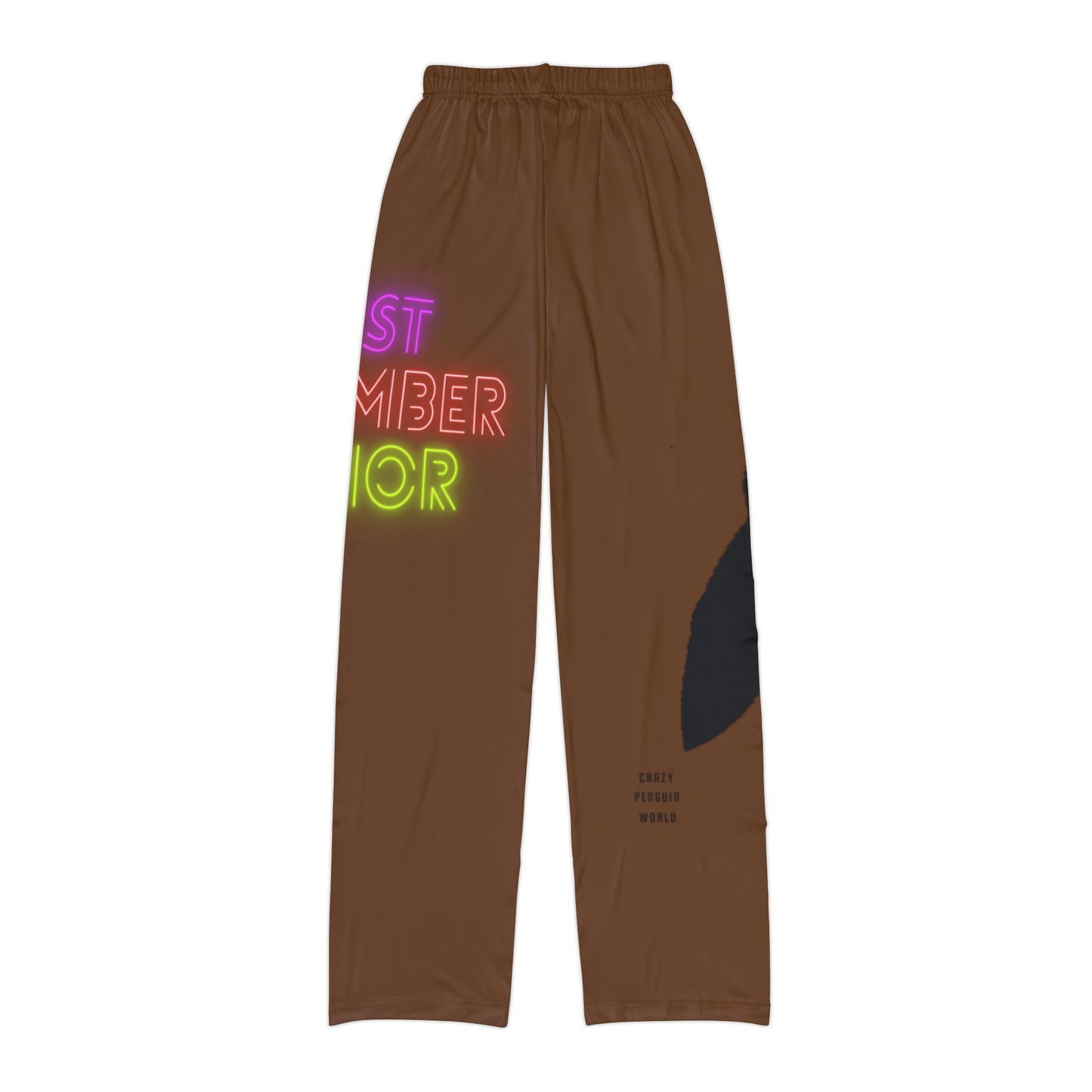 Kids Pajama Pants: Crazy Penguin World Logo Brown