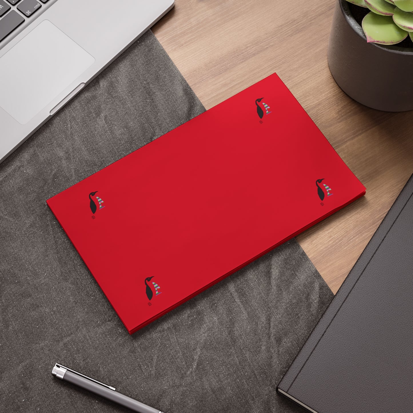 Post-it® Note Pads: Crazy Penguin World Logo Dark Red