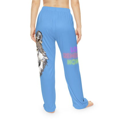 Pambabaeng Pajama Pants: Wolves Lite Blue 