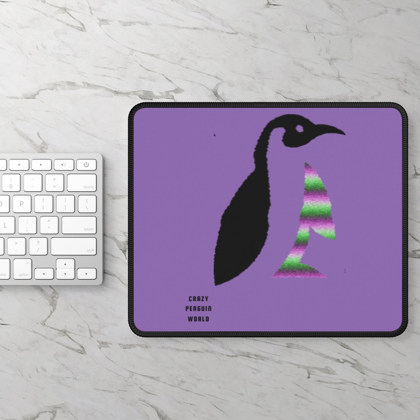 Gaming Mouse Pad: Crazy Penguin World Logo Lite Purple