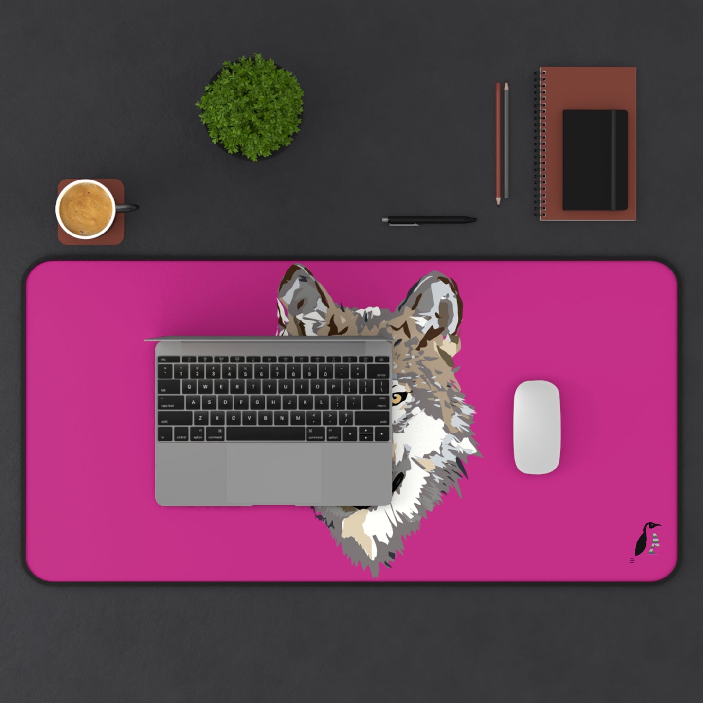 Desk Mat: Wolves Pink