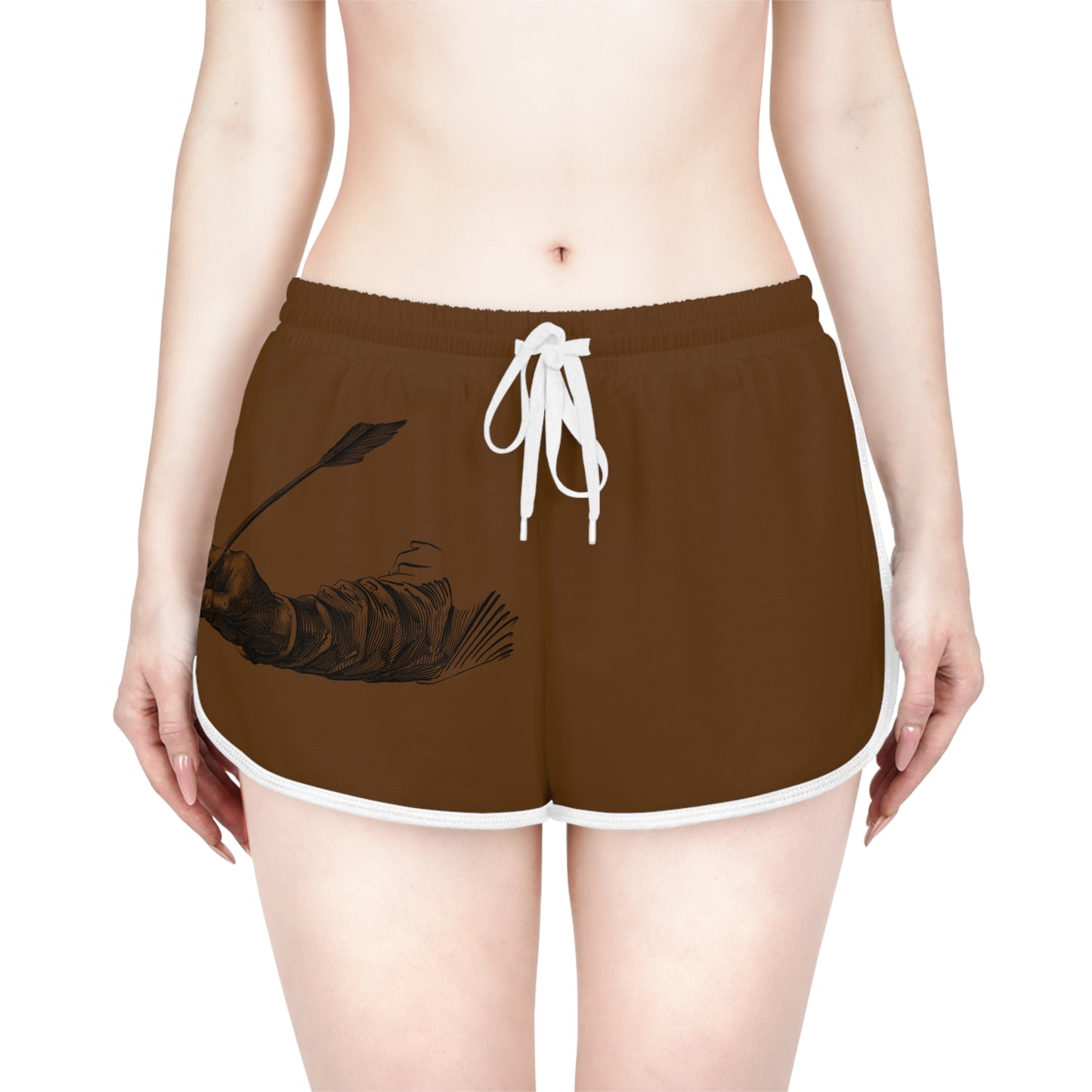 Women's Relaxed Shorts: Writing Brown