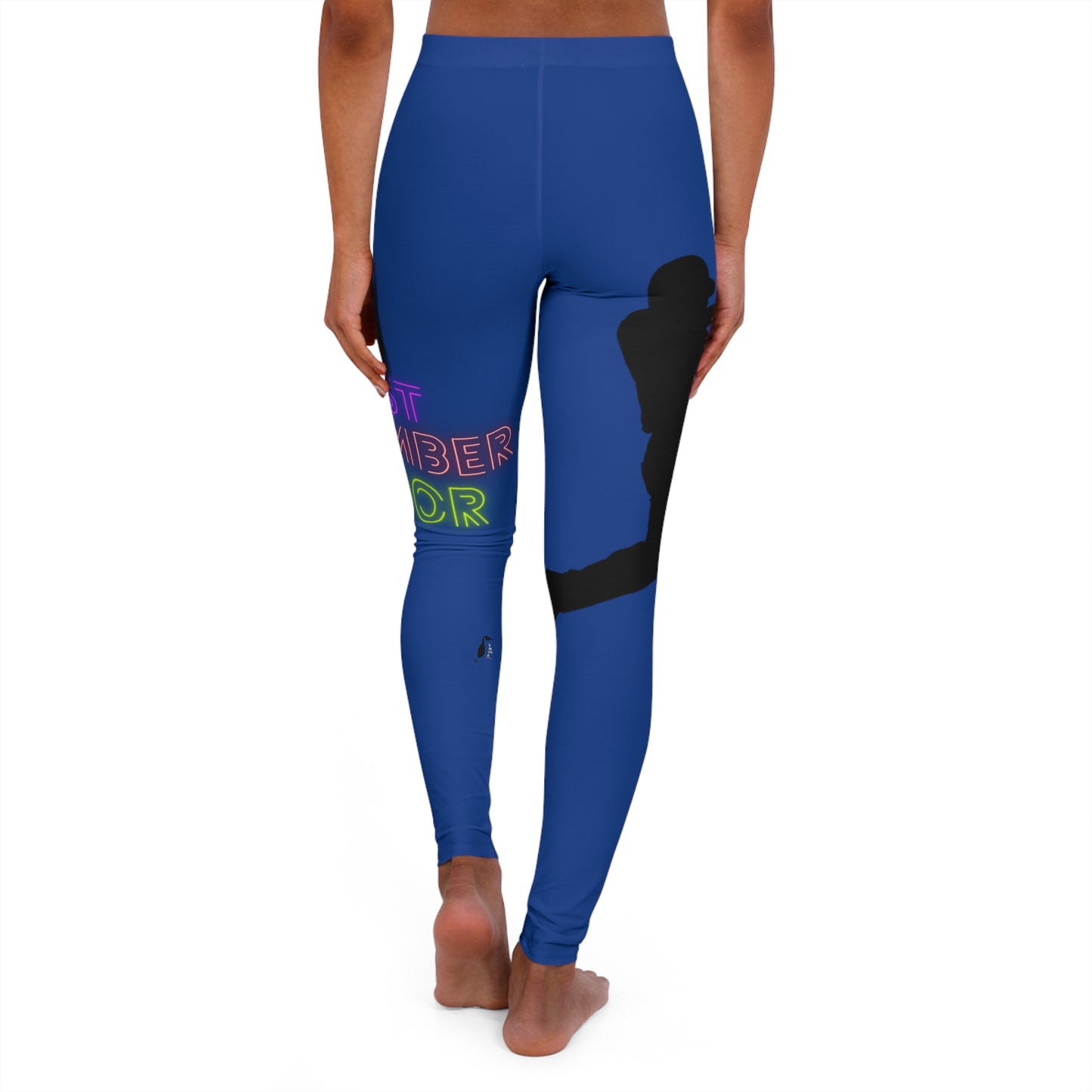 Women's Spandex Leggings: Baseball Dark Blue