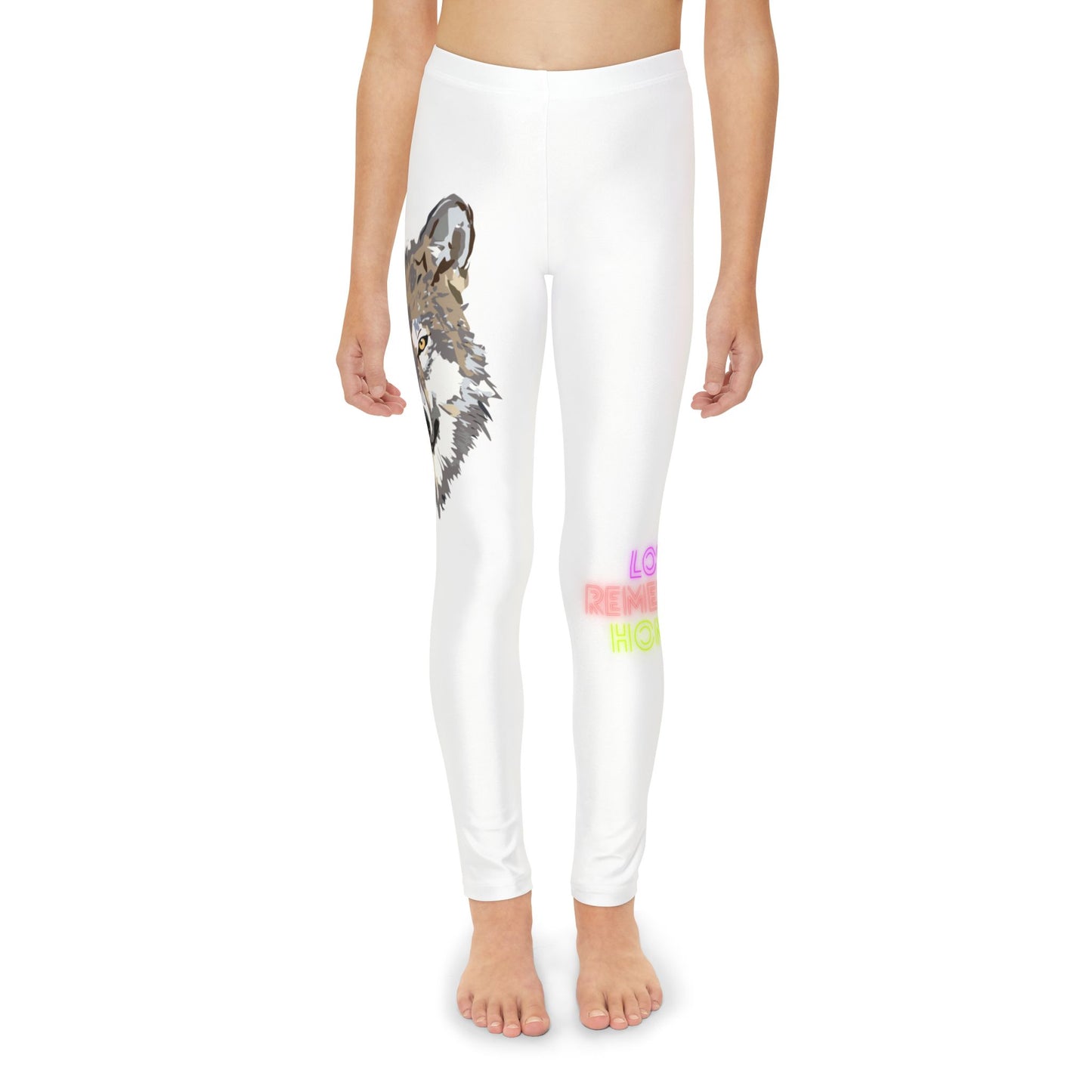 Youth Full-Length Leggings: Wolves White