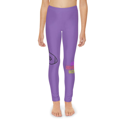 Youth Full-Length Leggings: Football Lite Purple