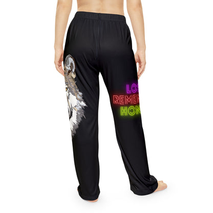 Pambabaeng Pajama Pantalon: Wolves Black 