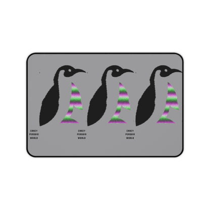 Desk Mat: Crazy Penguin World Logo Grey