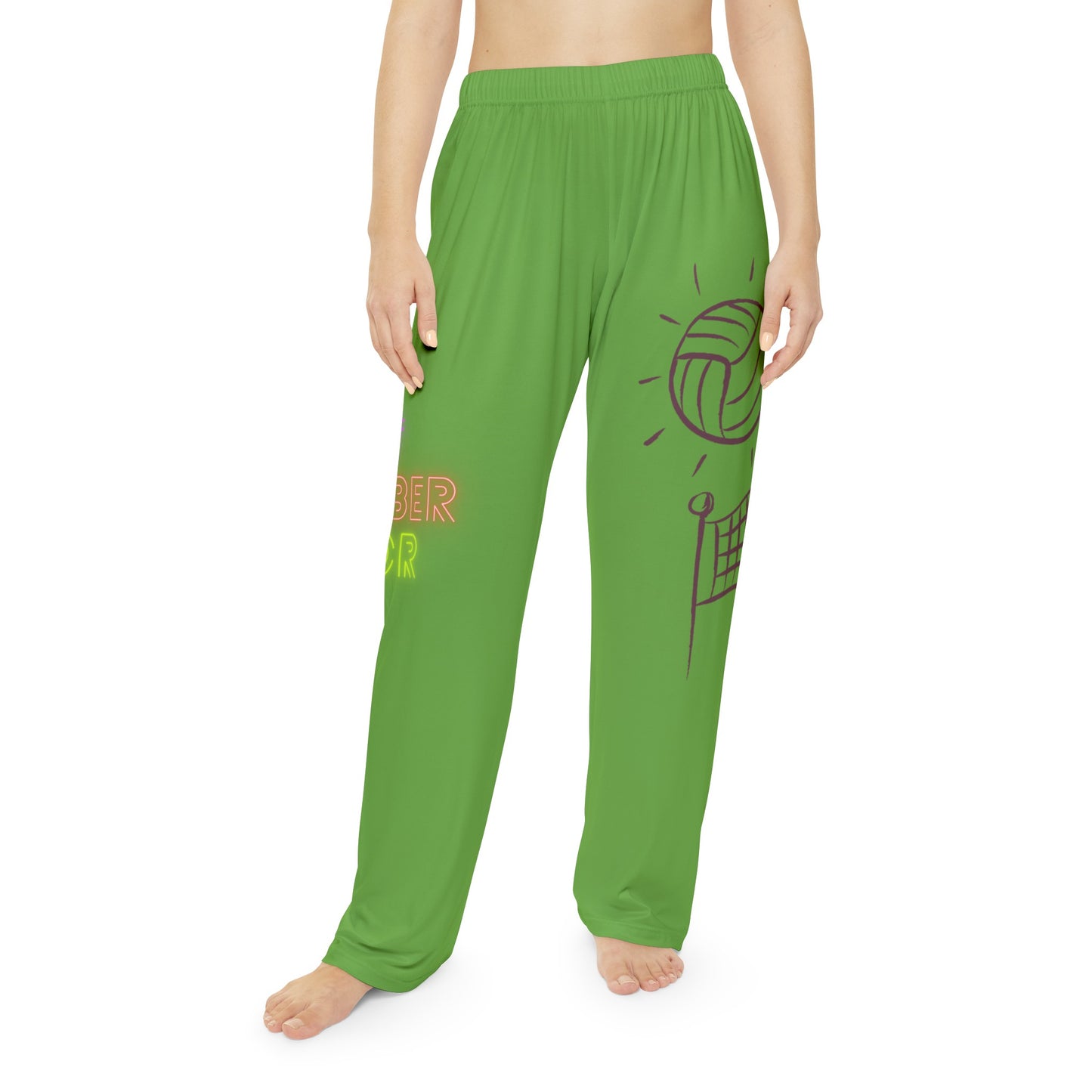 Pambabaeng Pajama Pants: Volleyball Green 