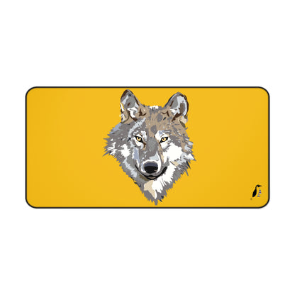 Desk Mat: Wolves Yellow