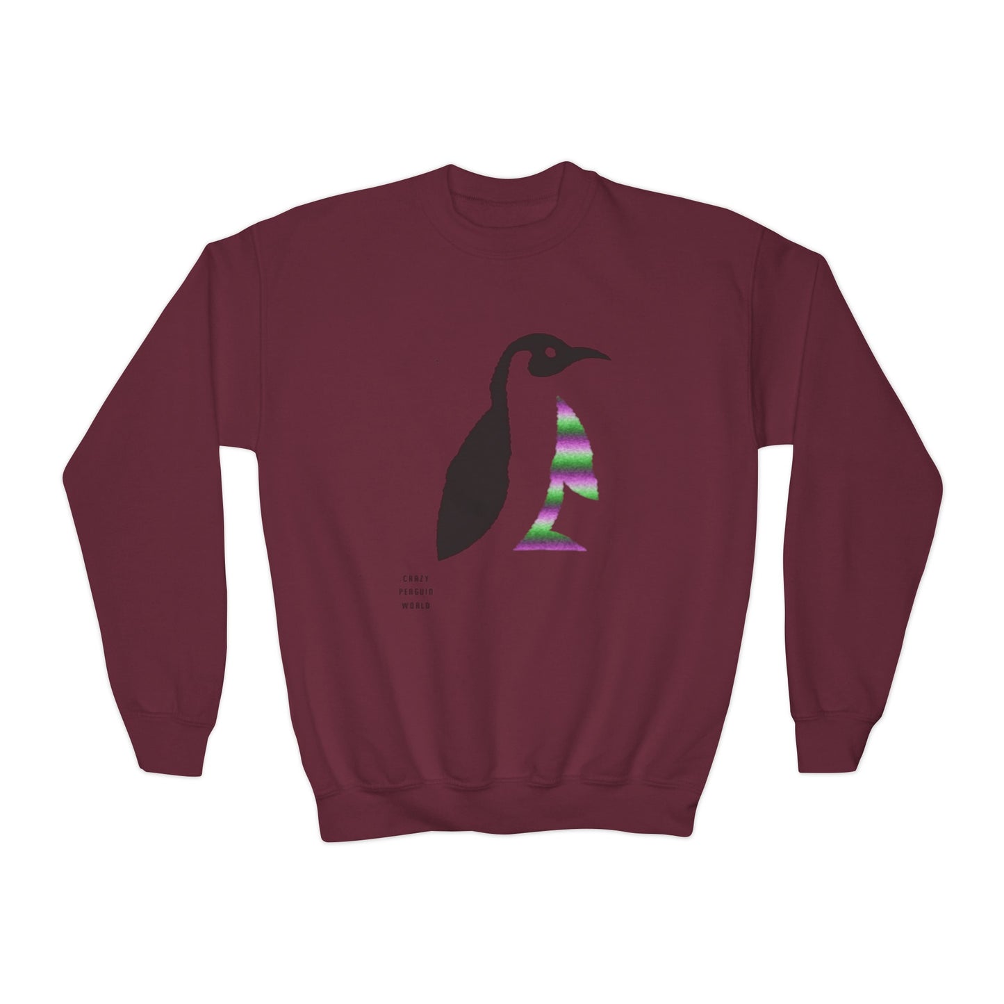 Youth Crewneck Sweatshirt: Crazy Penguin World Logo 