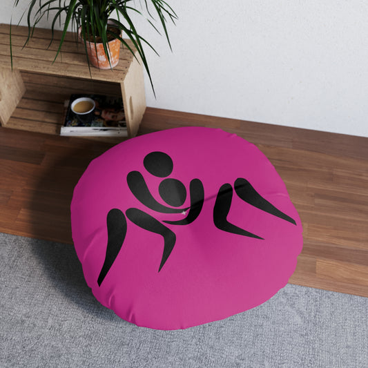 Tufted Floor Pillow, Round: Wrestling Pink