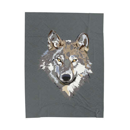 Velveteen Plush Blanket: Wolves Dark Grey