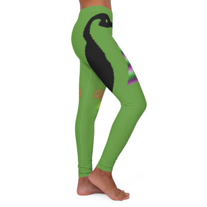 Women's Spandex Leggings: Crazy Penguin World Logo Green