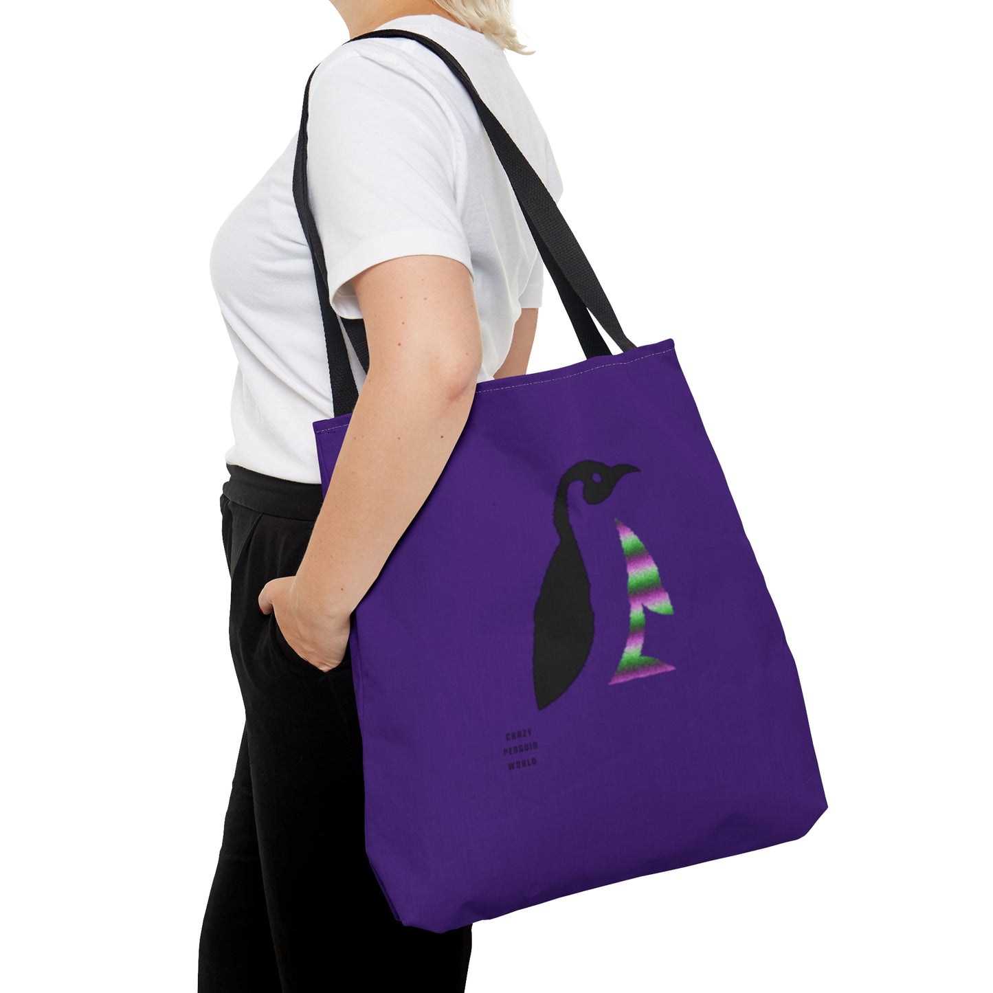 Tote Bag: Crazy Penguin World Logo Purple