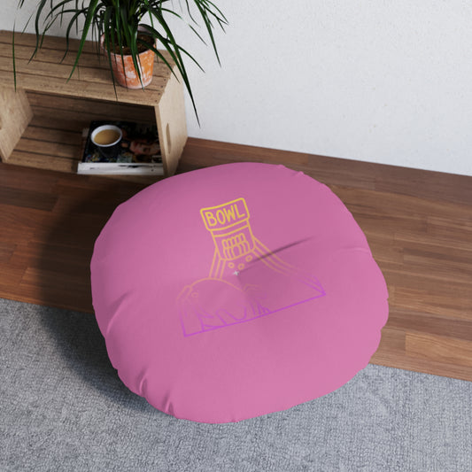Tufted Floor Pillow, Round: Bowling Lite Pink