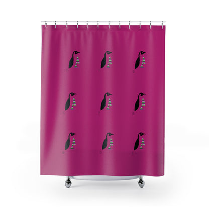 Shower Curtains: #2 Crazy Penguin World Logo Pink