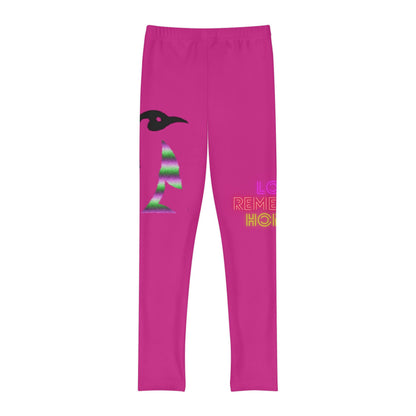 Youth Full-Length Leggings: Crazy Penguin World Logo Pink