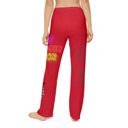 Kids Pajama Pants: Volleyball Dark Red