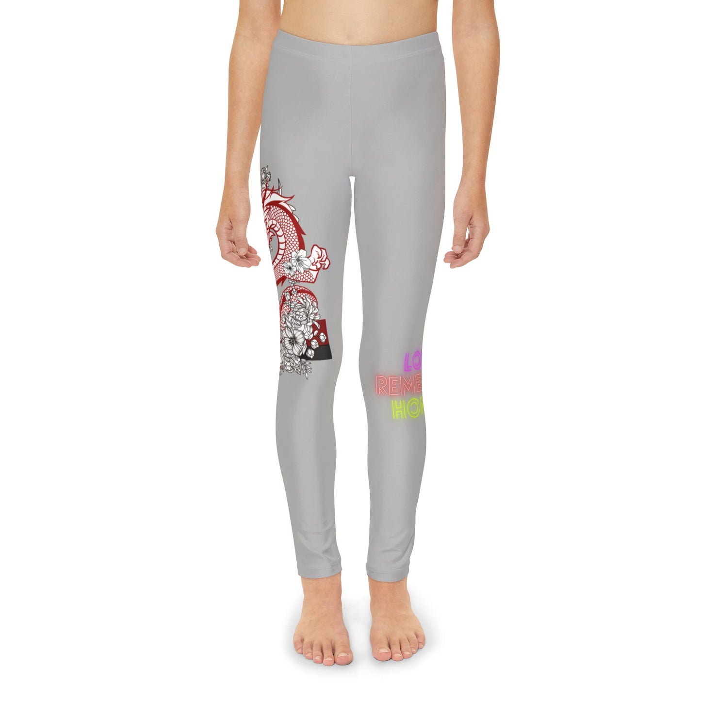 Youth Full-Length Leggings: Dragons Lite Grey