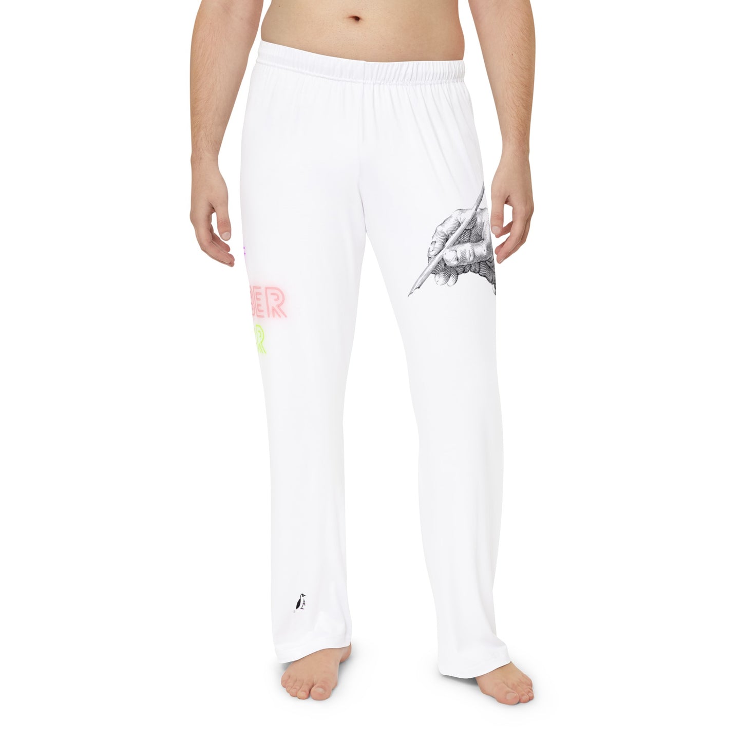 Men's Pajama Pants: Writing White