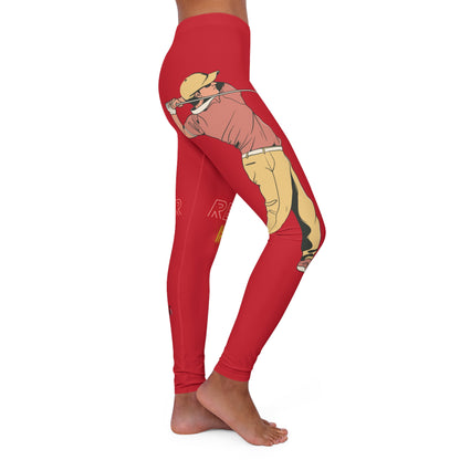 Women's Spandex Leggings: Golf Dark Red