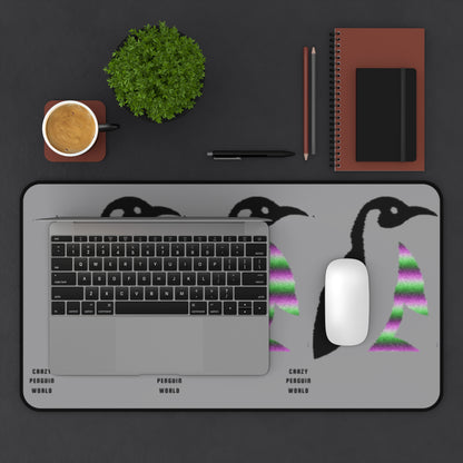 Desk Mat: Crazy Penguin World Logo Grey