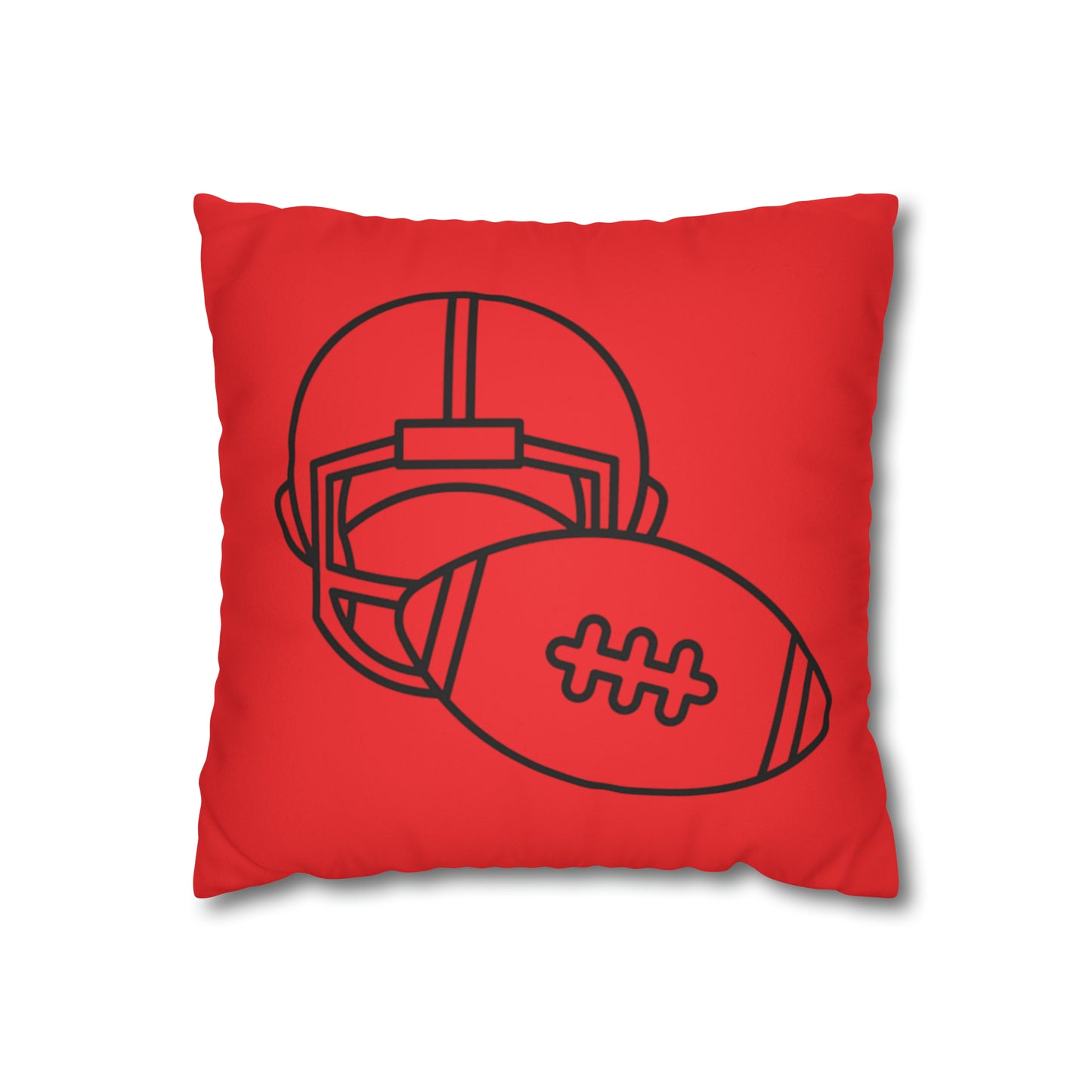 Faux Suede Square Pillow Case: Football Red