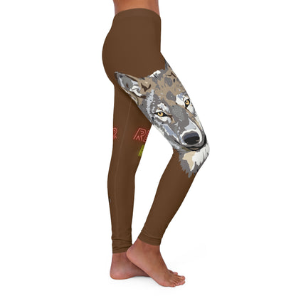 Women's Spandex Leggings: Wolves Brown