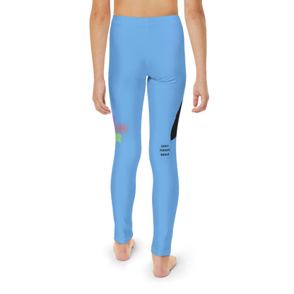 Youth Full-Length Leggings: Crazy Penguin World Logo Lite Blue