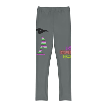 Youth Full-Length Leggings: Crazy Penguin World Logo Dark Grey