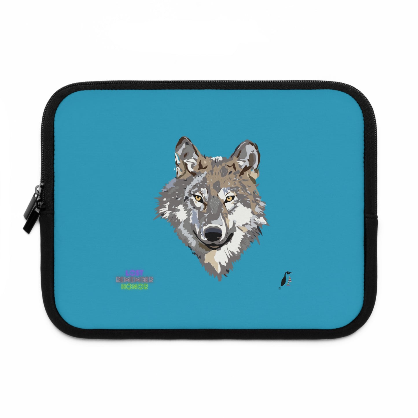 Laptop Sleeve: Wolves Turquoise