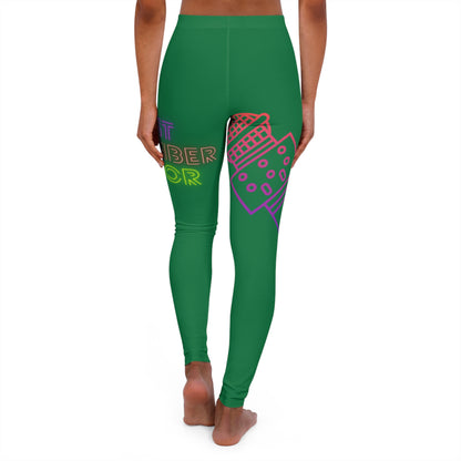 Women's Spandex Leggings: Music Dark Green