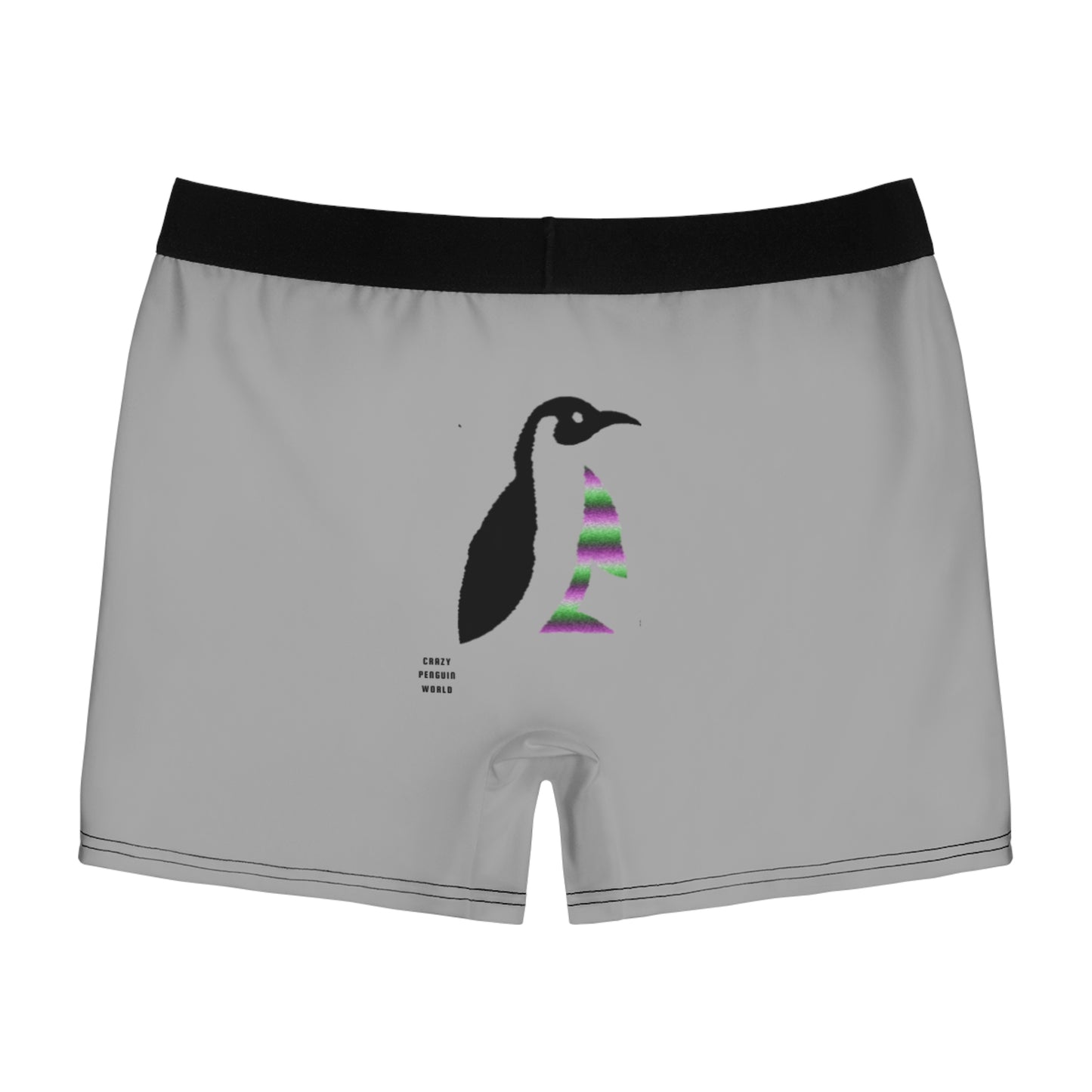 Men's Boxer Briefs: Crazy Penguin World Logo Lite Grey