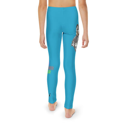 Youth Full-Length Leggings: Wolves Turquoise