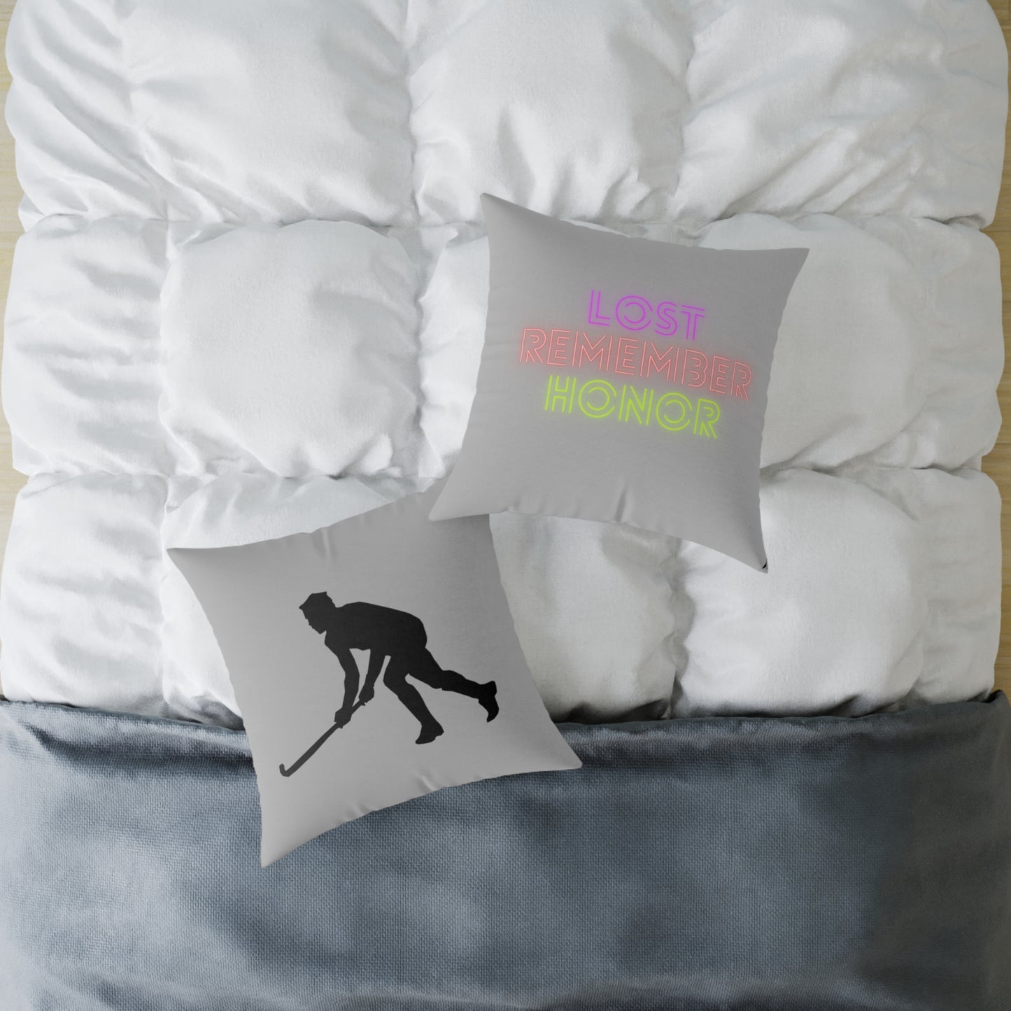 Spun Polyester Pillow: Hockey Lite Grey