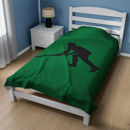 Velveteen Plush Blanket: Hockey Dark Green