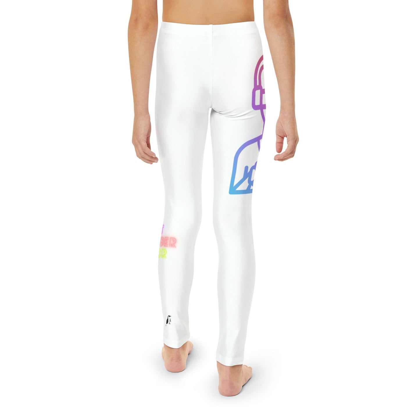 Youth Full-Length Leggings: Gaming White