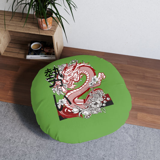Tufted Floor Pillow, Round: Dragons Green