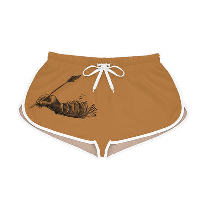 Women's Relaxed Shorts: Writing Lite Brown