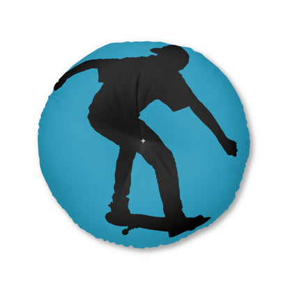 Tufted Floor Pillow, Round: Skateboarding Turquoise