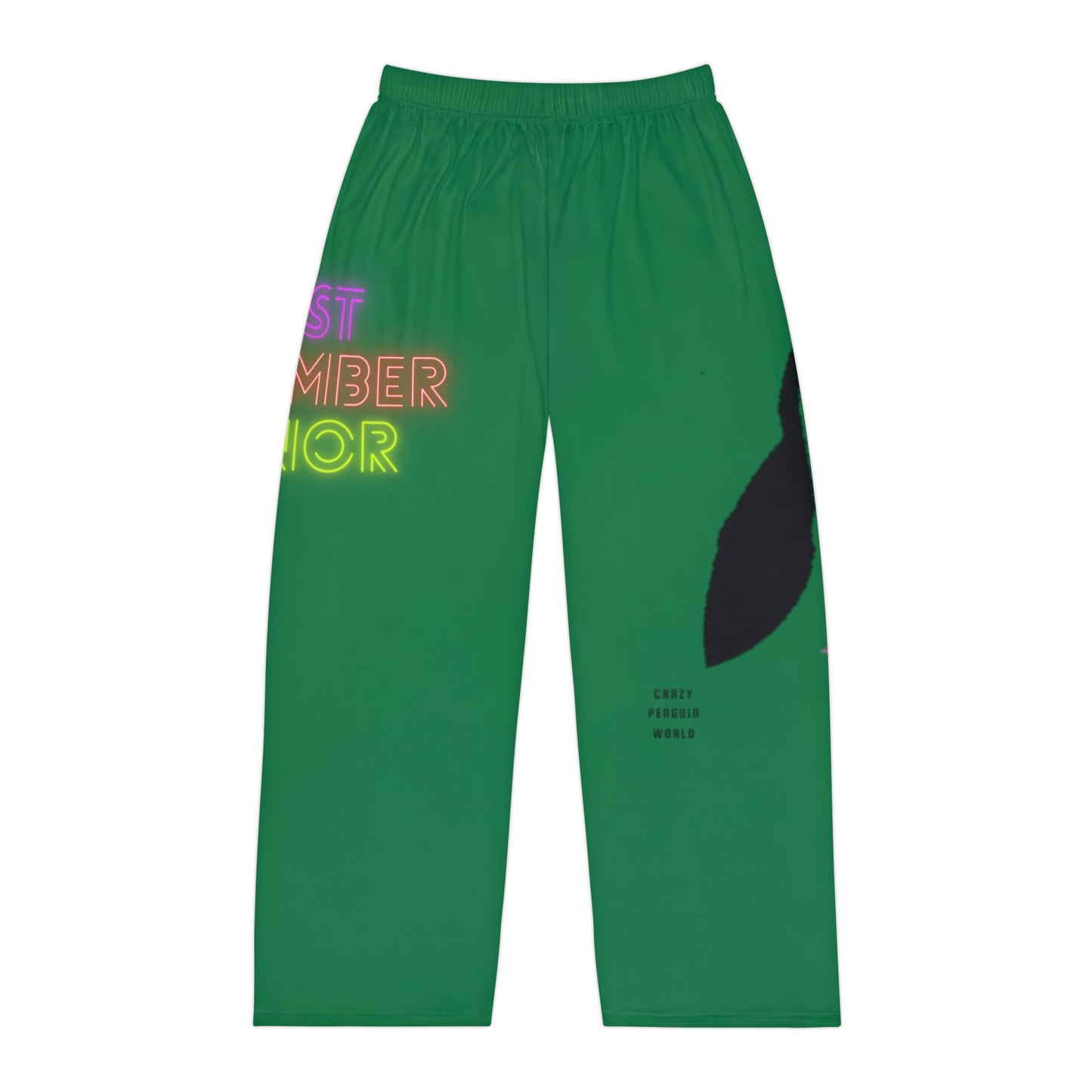 Men's Pajama Pants: Crazy Penguin World Logo Dark Green