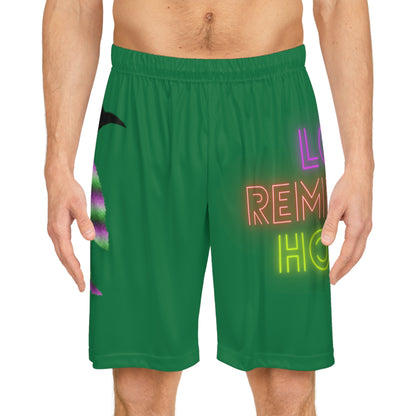 Basketball Shorts: Crazy Penguin World Logo Dark Green