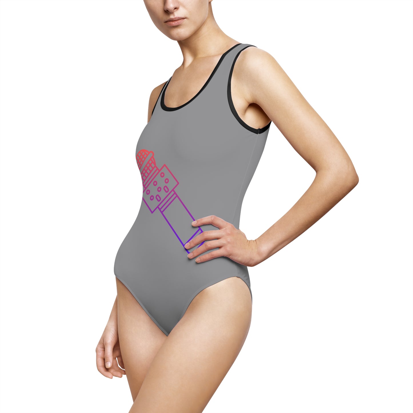 Music Women's Classic One-Piece Swimsuit: Music Grey