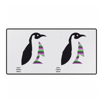 Desk Mats: Crazy Penguin World Logo White