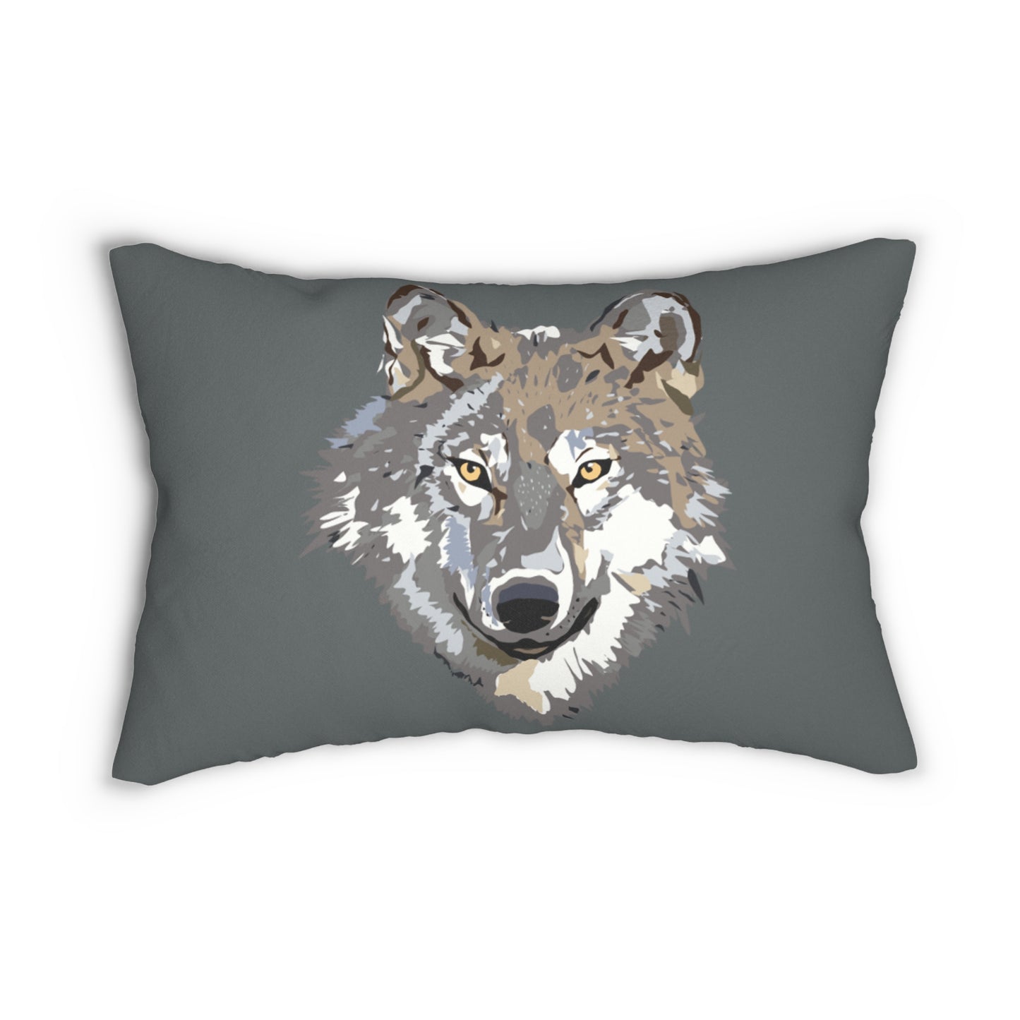 Spun Polyester Lumbar Pillow: Wolves Dark Grey