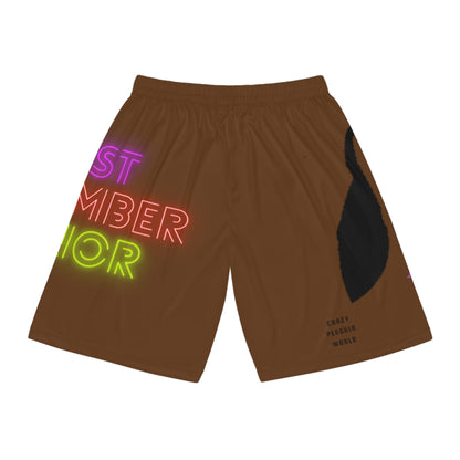 Basketball Shorts: Crazy Penguin World Logo Brown