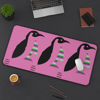 Desk Mat: Crazy Penguin World Logo Lite Pink