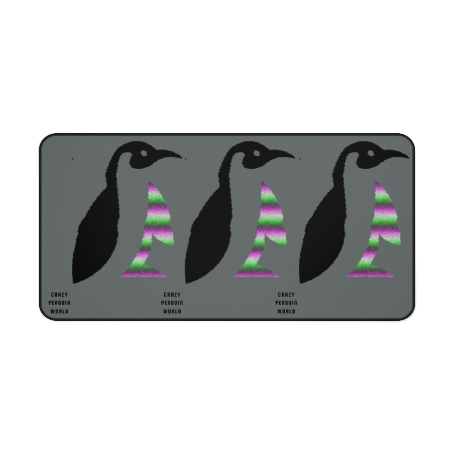 Desk Mat: Crazy Penguin World Logo Dark Grey